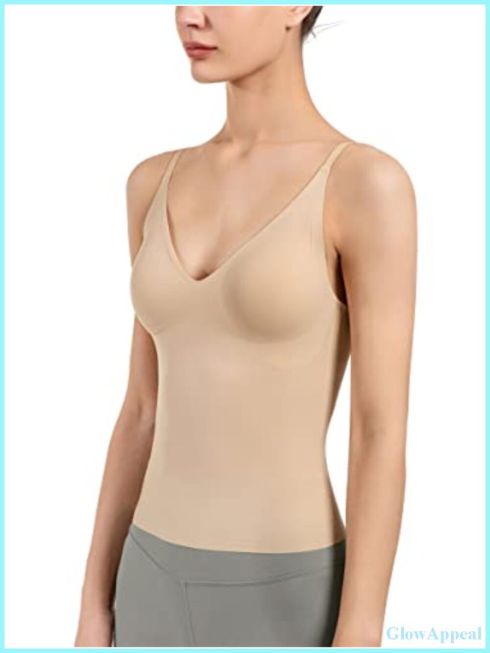 Seamless V-Neck Camisole with Built in Bra Criss Cross Back Bra
